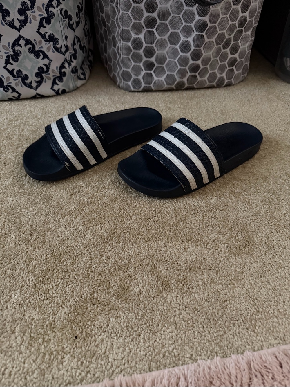 adidas Navy and White Mens Slide Sandals - Picture 3 of 6